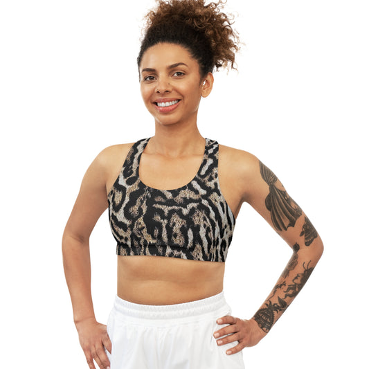 Leopard Print Sports Crop – Fierce Style Meets Unstoppable SupportSeamless Sports Bra (AOP)